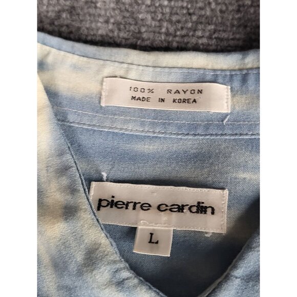 Pierre Cardin Tropical Girls Boat Lighthouse Palms Flowers Button Down Shirt L - Picture 7 of 9